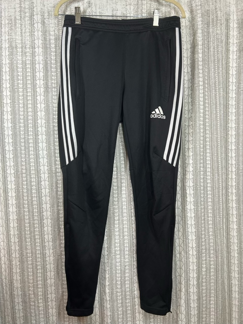adidas Black Jogger Pants with White Three-Stripes